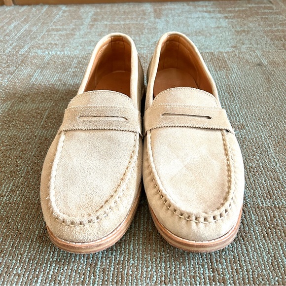 Allen Edmonds Bone Beige Suede Dylan Penny Loafers, size 12 E WIDE - Picture 2 of 13